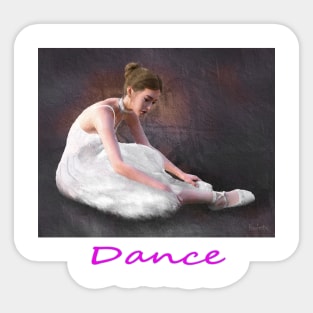 Woman girl ballerina dancer tying shoe Sticker